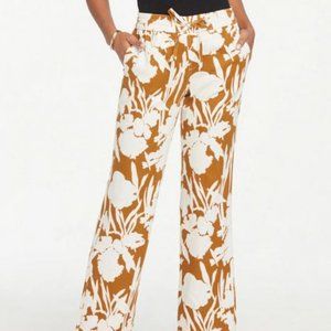 Ann Taylor Floral Linen Blend Drawstring Pants XS